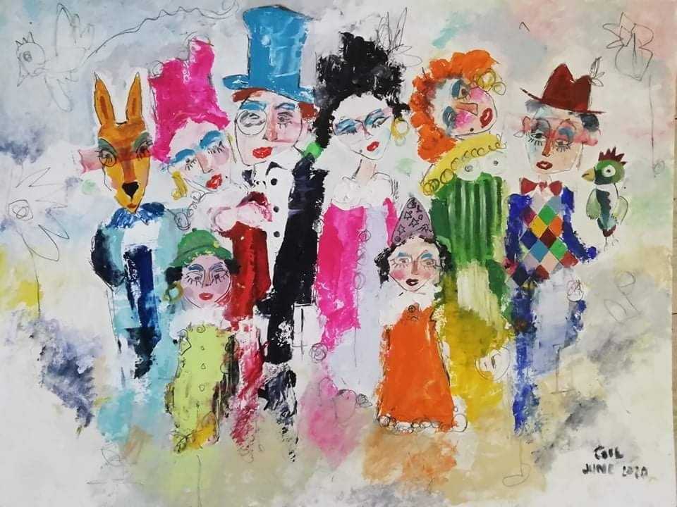 쥘레 게시(Gilles ghersi)  축제의 날 Pen drawing and oil 65cmx49cm  2020  15호 500만원